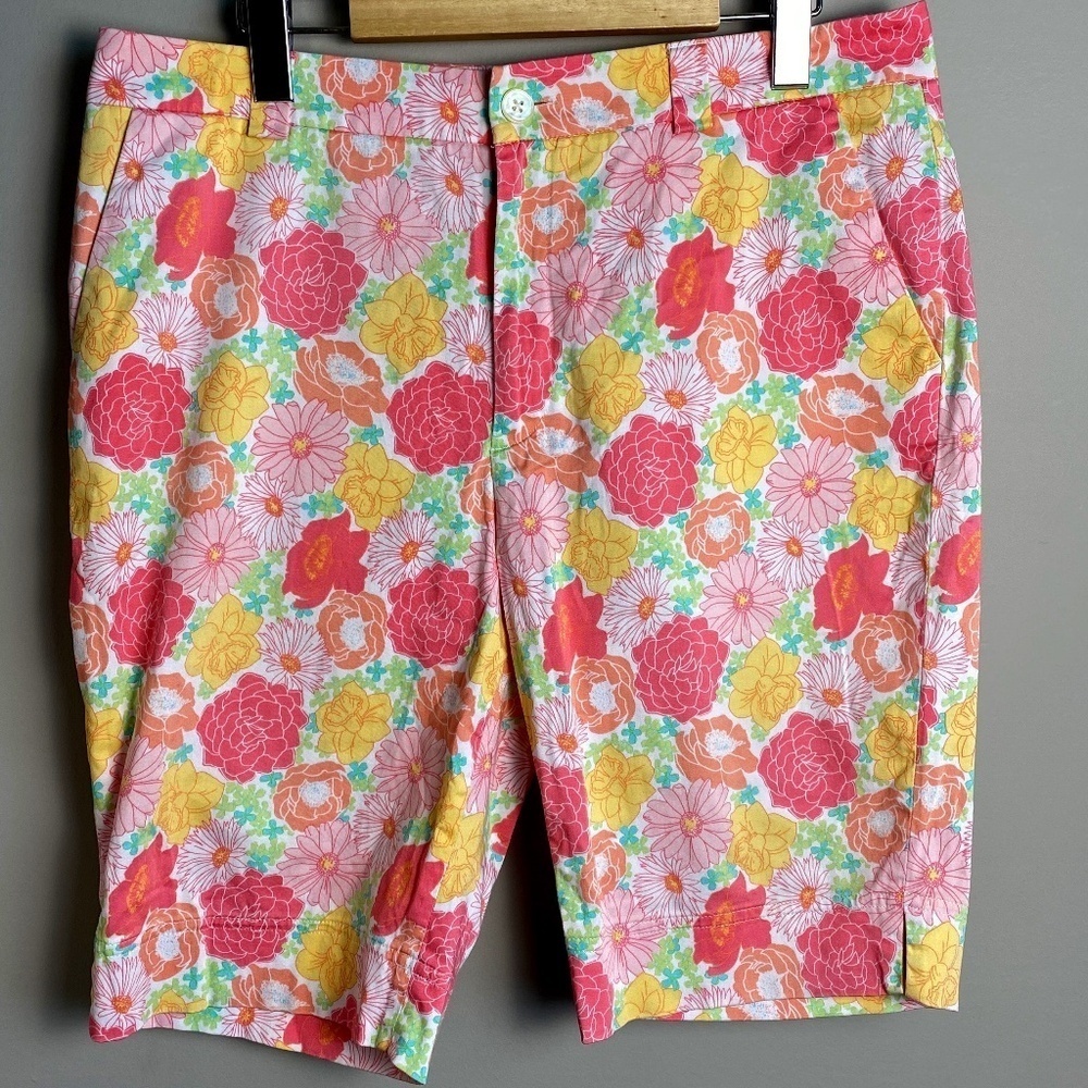 Fairway & Greene Women's‎ Colorful Spring Floral Print Golf / Walking Shorts 10